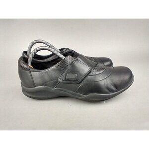 Clarks Wave Walk Shoes Womens Size 9 Black Leather Adjustable Strap Comfort